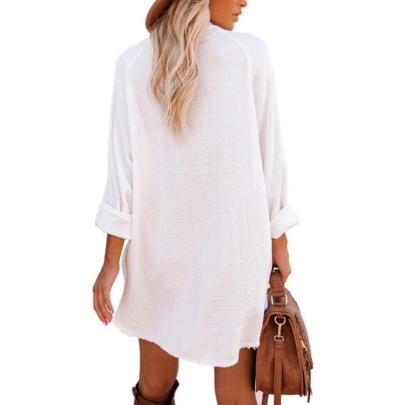 Igenjun Button Down Beach Coverup| Oversized Top| Dress - Picture 5 of 5